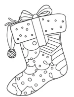 Polka Dot Stocking with Gift Box Christmas Coloring Page by Mindset Flow