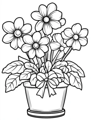 Potted Bow-Tied Anemone Blossoms Flower Coloring Page By Mindset Flow