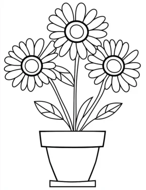 Potted Daisies Flower Coloring Page By Mindset Flow