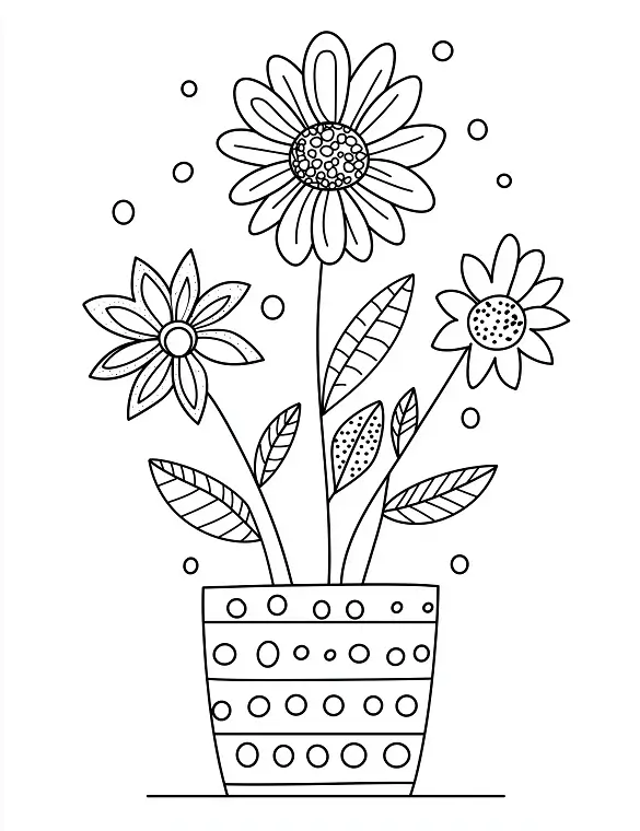 Potted Daisy Plant Flower Coloring Page By Mindset Flow