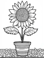 Potted Sunflower Adult Flower Coloring Page By Mindset Flow