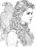 Powerful Woman With Eagle Adult Coloring Page By Mindset Flow