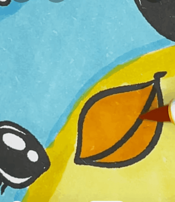 Pretty Chick with Floral Crown Easter Coloring Page-HowToVideo Pretty Chick with Floral Crown Easter Coloring Page-HowToVideo