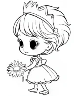 Princess Holding Sunflower Adult Flower Coloring Page By Mindset Flow