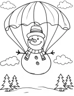 Printable Christmas Snowman Coloring Page - Winter Scene with Snow and Tree By Mindset Flow