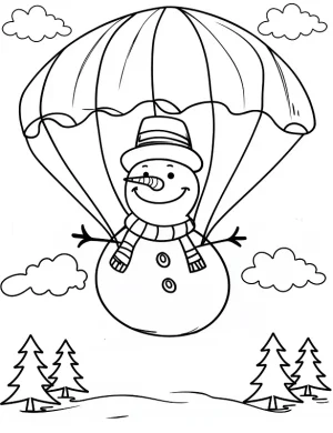 Printable Christmas Snowman Coloring Page - Winter Scene with Snow and Tree By Mindset Flow