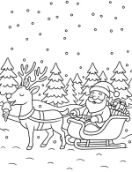 Printable Santa Sleigh and Reindeer Christmas Coloring Page for Adult By Mindset Flow