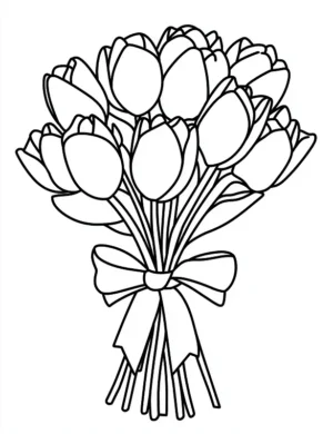 Printable Tulip Bouquet Flower Coloring Page By Mindset Flow