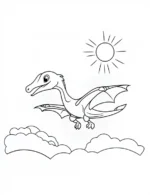 Pterodactyl Flying in the Sky Printable Coloring Page