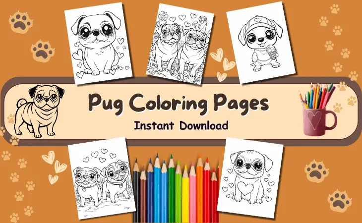 Pug Coloring Pages by Mindset Flow