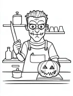 Pumpkin Carving with Knife Halloween Coloring Page by Mindset Flow
