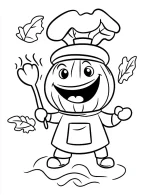 Pumpkin Chef with Spoon Halloween Coloring Page by Mindset Flow