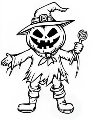 Pumpkin Head Scarecrow Coloring Page by Mindset Flow