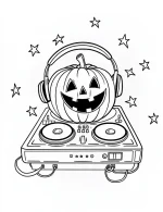 Pumpkin Headed DJ with Headphones Halloween Coloring Page by Mindset Flow