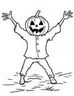 Pumpkin Headed Scarecrow Practicing Yoga Halloween Coloring Page by Mindset Flow