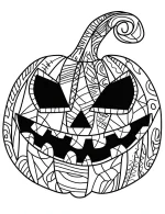Pumpkin Mandala with Spooky Patterns Coloring Page by Mindset Flow