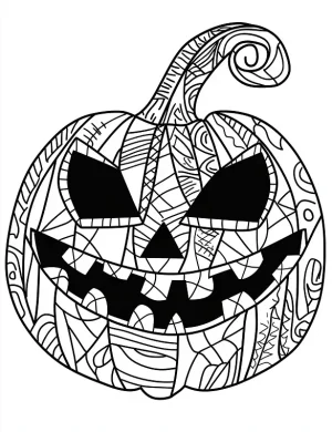 Pumpkin Mandala with Spooky Patterns Coloring Page by Mindset Flow