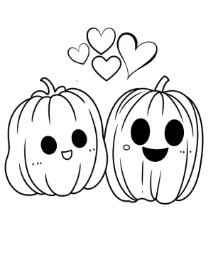 Pumpkin Pals Featuring Smiling Ghosts With Heart Coloring Page by Mindset Flow