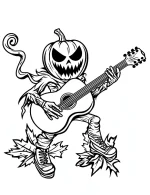 Pumpkin Patch Monster Playing Guitar Coloring Page by Mindset Flow