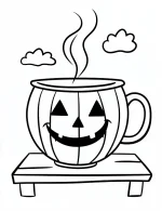 Pumpkin Shaped Mug With A Jack-o-Lantern Face Coloring Page by Mindset Flow
