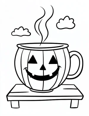 Pumpkin Shaped Mug With A Jack-o-Lantern Face Coloring Page by Mindset Flow