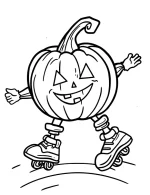 Pumpkin Skating Halloween Coloring Page by Mindset Flow