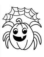 Pumpkin Spider with Web Halloween Fun Coloring Page by Mindset Flow