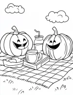 Pumpkins on a Picnic Fun Halloween Coloring Page by Mindset Flow