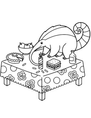 Quirky Anteater Picnic Table Coloring Page By Mindset Flow