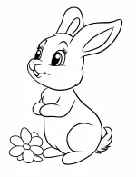 Rabbit with Plumeria Flower Coloring Page