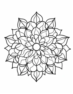 Radiant Flower Mandala With Rounded Petals Coloring Page by Mindset Flow