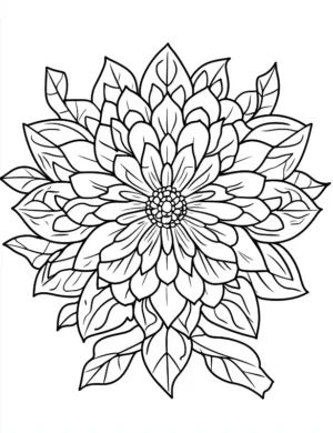 Radiant Layered Dahlia Bloom Mandala Coloring Page by Mindset Flow