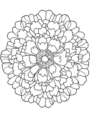 Radiant Marigold Flower Coloring Page By Mindset Flow