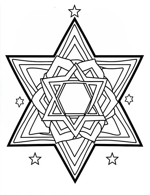 Radiant Star of David Christmas Coloring Page by Mindset Flow Radiant Star of David Christmas Coloring Page by Mindset Flow