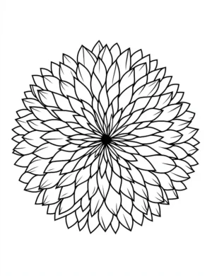Radiating Dahlia Inspired Mandala With Layered Petals Coloring Page by Mindset Flow