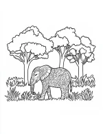 Rainforest Mandala Elephant with Nature Inspired Design Coloring Page by Mindset Flow