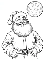 Realistic Santa Claus Moon Background Christmas Coloring Page By Mindset Flow