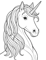 Realistic and Majestic Unicorn Head Coloring Page