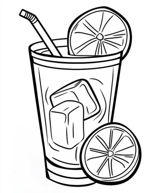 Refreshing Lemonade with Ice and Lime Coloring Page by Mindset Flow