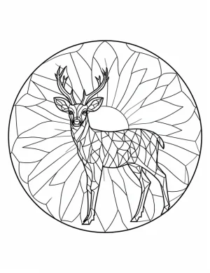 Regal Deer In Floral Mandala Circle Coloring Page by Mindset Flow