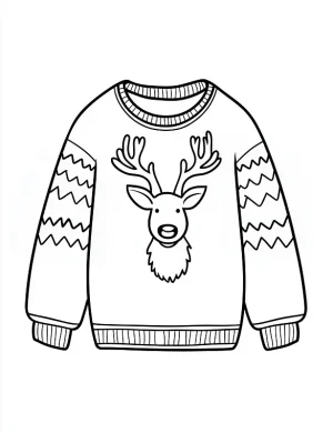 Reindeer Face on Sweater Christmas Coloring Page By Mindset Flow