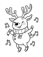 Reindeer Prancing with Musical Notes Coloring Page by Mindset Flow