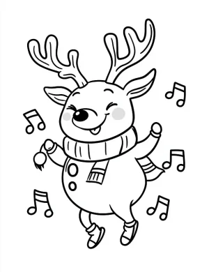 Reindeer Prancing with Musical Notes Coloring Page by Mindset Flow