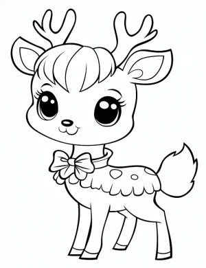 Reindeer With Bow And Scarf Christmas Coloring Page by Mindset Flow