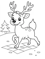 Reindeer on a Winter Adventure Christmas Coloring Page by Mindset Flow