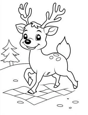 Reindeer on a Winter Adventure Christmas Coloring Page by Mindset Flow