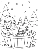 Relaxed Santa Enjoying Hot Tub Coloring Page By Mindset Flow