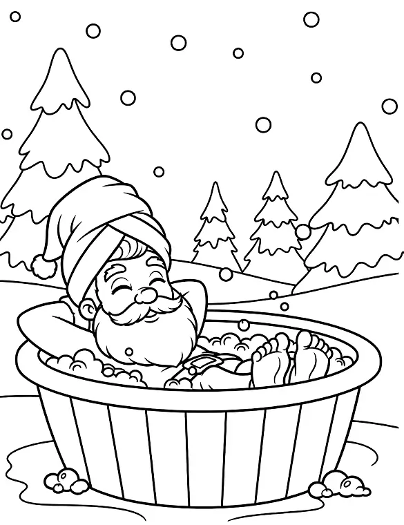 Relaxed Santa Enjoying Hot Tub Coloring Page By Mindset Flow Relaxed Santa Enjoying Hot Tub Coloring Page By Mindset Flow