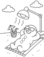 Relaxed Snowman Sunbathing Christmas Coloring Page By Mindset Flow