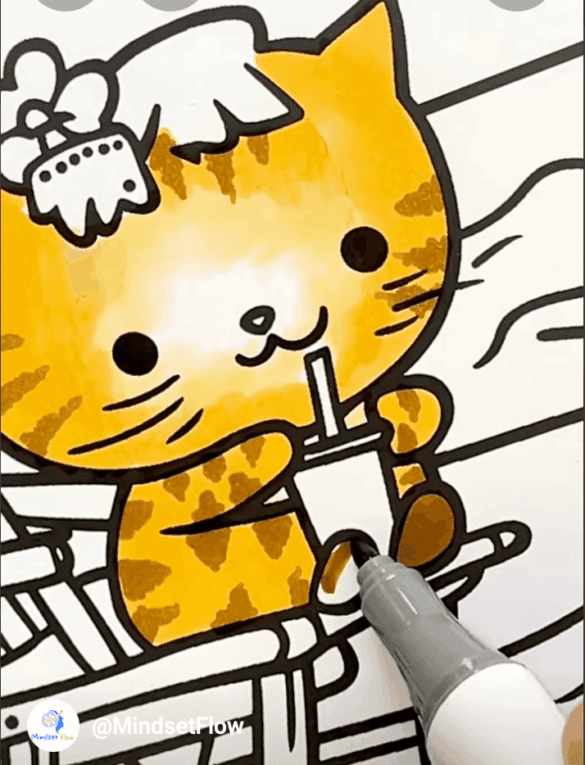 Relaxing Cat on the Beach with a Drink Summer Coloring Sheet-HowToVideo